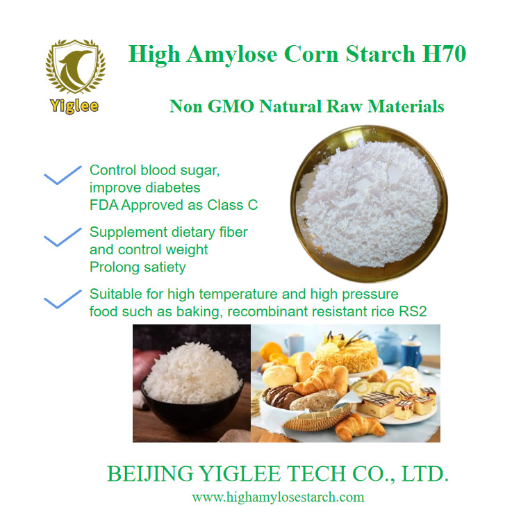 BEIJING YIGLEE TECH Amido di mais ad alto contenuto di amilo H70 RS2 Amido resistente ad amilo non OGM Amido a basso IG