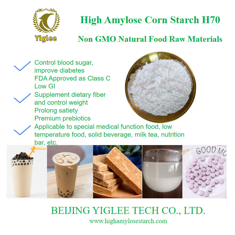 Basso IG Amido di mais resistente alla digestione Amido di mais ad alto amilosio BEIJING YIGLEE TECH Amido di mais ad alto amilosio H70